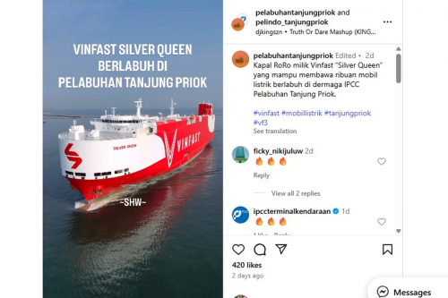 Giliran Kapal Kargo VinFast Bersandar di Jakarta, Bawa Ribuan Mobil