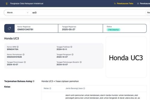 Nama Honda UC3 Sudah Terdaftar di RI, Sinyal Motor Listrik Baru AHM?