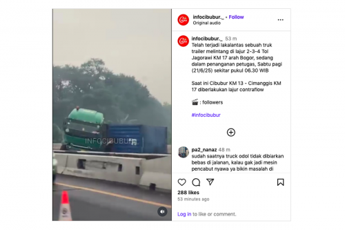Ada Kecelakaan Truk di Tol Jagorawi, Arah Bogor Macet