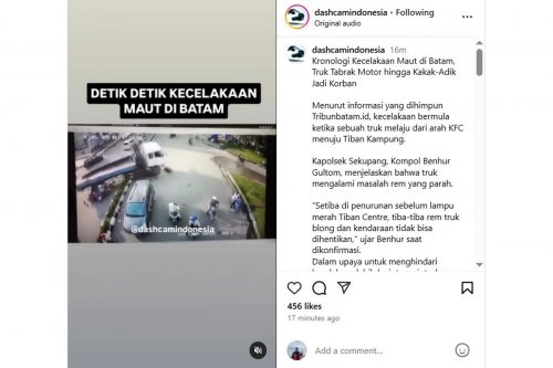 Kecelakaan Truk di Perempatan Tiban Batam, Begini Kronologinya