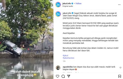 Apes! Detik-detik Ford Everest Nyemplung ke Kali saat Diderek