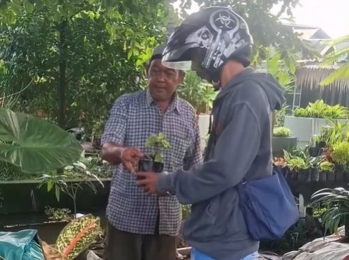 Momen Kocak Pemotor Pura-pura Beli Kembang Usai Keciduk Lawan Arah