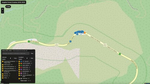 This Map Details Every Crash On Angeles Crest Highway