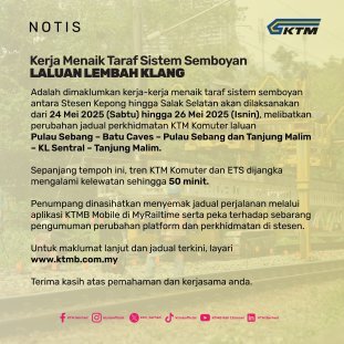 KTM Komuter, ETS to have up to 50 min delays from May 24-26 – trains from north end at Kepong Sentral