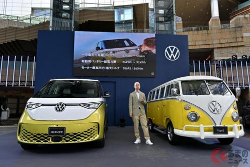 VW新型「“3列6人／7人乗り”ミニバン」発表！ フラットな「めちゃ広ッ空間」＆懐かしい「レトロ風デザイン」採用！豊富なカラーリングも魅力の「ID. Buzz」発売！