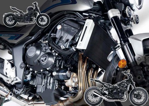 いずれもパワフルな4気筒エンジンを搭載！ CB1000Fコンセプト・Z900RS・KATANAのパワーユニット＆シャシー、足まわりを比較