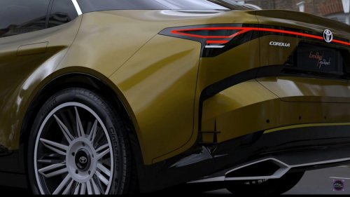 【新型カローラ】大胆レンダリング公開！鋭角フロントと未来的フォルムに注目