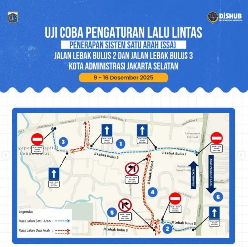 Awas Keliru, Jalan di Wilayah Lebak Bulus Jakarta Selatan Mulai Uji Coba Sistem Satu Arah