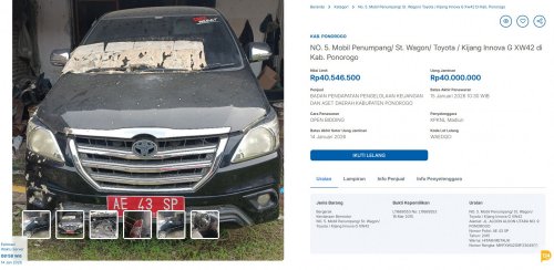 Lelang Murah Pemkab Ponorogo, Rush Rp 29,2 Juta dan Kijang Innova G 2015 Rp 40,5 Juta