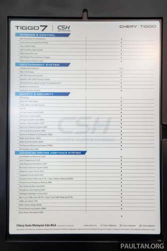 Chery Tiggo 7 PHEV launched in Malaysia – 1.5T petrol hybrid, 90 km EV range, 1,200 km combined; RM130k