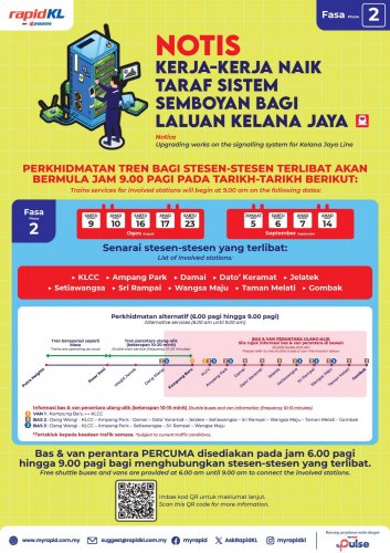 Ten Kelana Jaya line LRT stations to only open from 9 am on weekends from August 9 to September 14