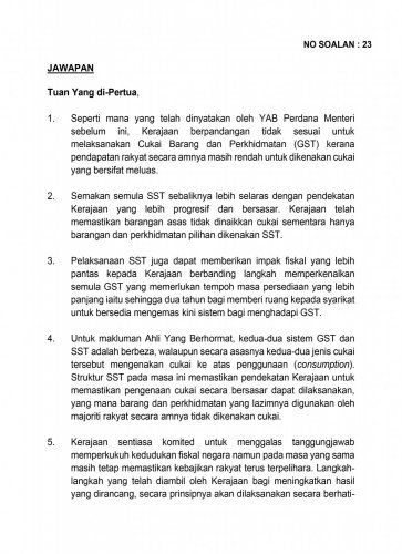 Government has no plans to reintroduce GST for now because people’s income still low – finance ministry