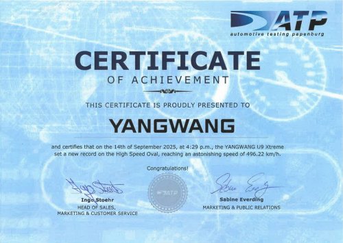 BYD Yangwang U9 Xtreme sets new production car speed record – 496.22 km/h beats Bugatti and Rimac