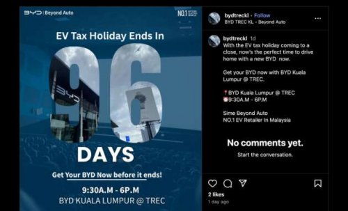 EV tax holiday ends this year, no extensions – BYD KL