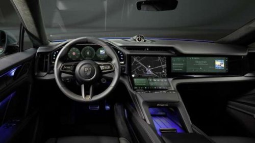Porsche Cayenne Electric – radical all-screen interior with curved Flow Display, physical air-con controls