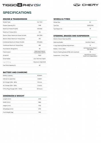 Chery Tiggo 8 PHEV launched in Malaysia: 1.5T hybrid, 1,200 km total range, 90 km EV range, RM159,800