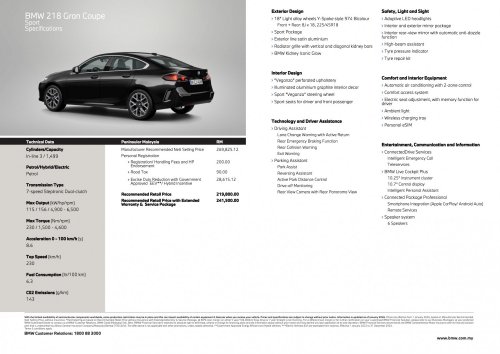 BMW 218 Gran Coupe with Iconic Glow, 150 units only