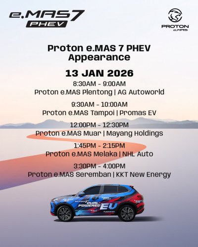 Proton eMas 7 PHEV teaser – “dual-powered EV” to do Penang – JB – Shah Alam 1,000 km drive livestream