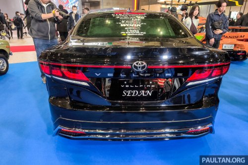 NATS Vellfire Sedan at 2026 Tokyo Auto Salon – Lexus LS460 with Vellfire face and tail lamps, air suspension
