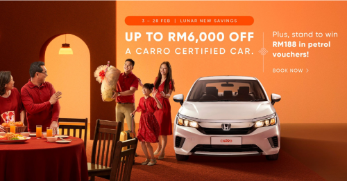 Carro Certified’s Lunar New Savings promo for CNY 2026 – up to RM7k off and RM188 petrol vouchers!