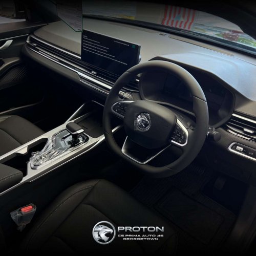 2026 Proton S70 shown – i-GT 4-cyl, new headlights and wheels, bodykit with red lines, Giti tyres